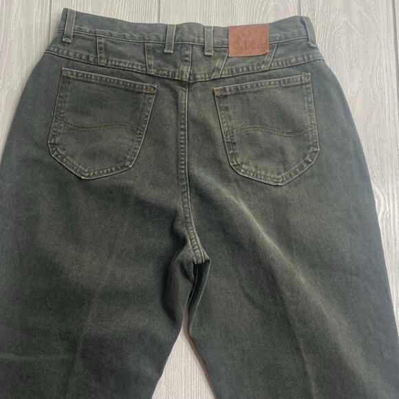 Lee Riveted Denim Women's Vintage Olive Green Cotton Mom Jeans Size 12 Short - Picture 10 of 12